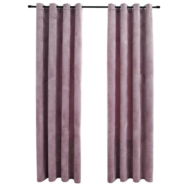 Vidaxl rideaux Blackout avec anneaux 2 st 140x245 cm en velours rose