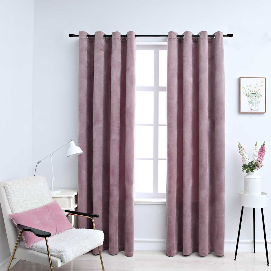 Vidaxl rideaux Blackout avec anneaux 2 st 140x245 cm en velours rose