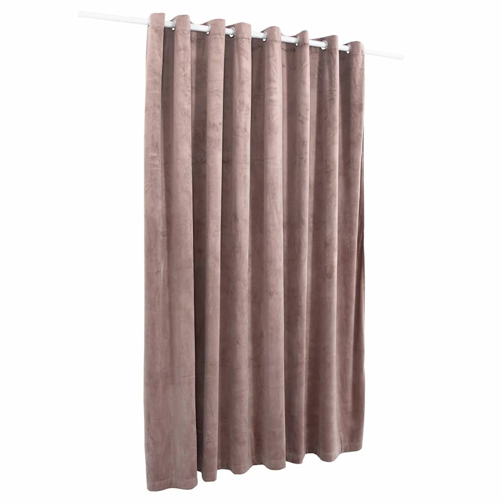 Rideau vidaxl accablant avec des anneaux 290x245 cm en velours rose