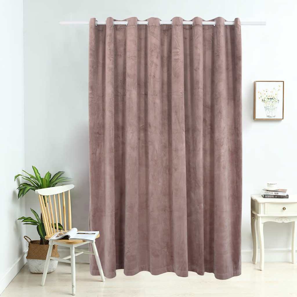 Rideau vidaxl accablant avec des anneaux 290x245 cm en velours rose