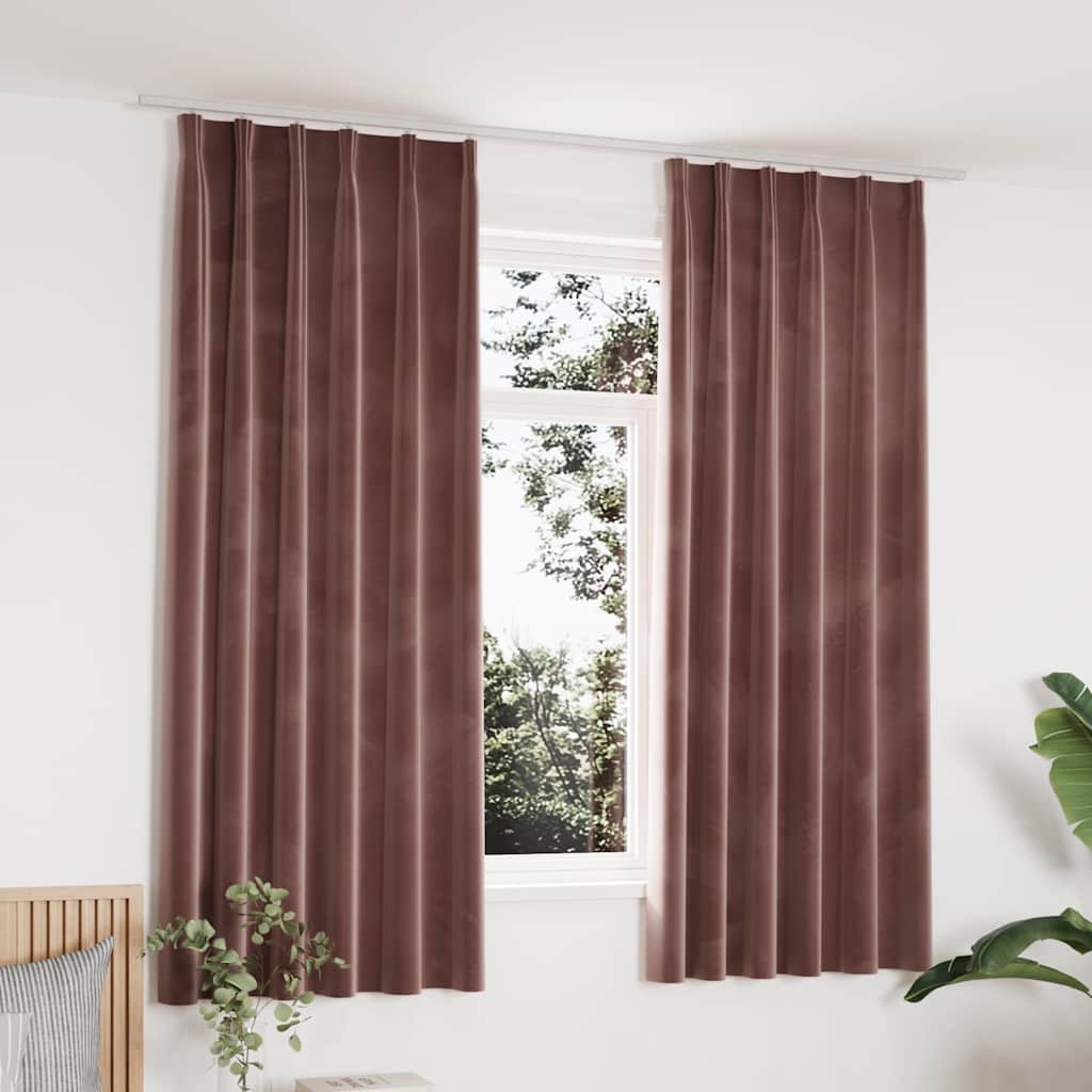 Vidaxl rideaux Blackout 2 Sts avec crochets 140x175 cm en velours rose