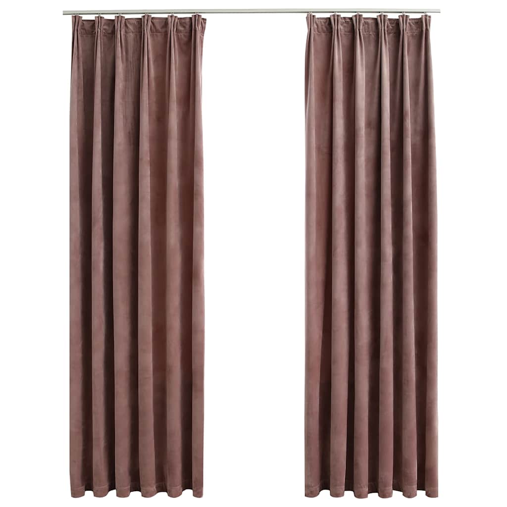 Vidaxl rideaux Blackout 2 Sts avec crochets 140x225 cm en velours rose