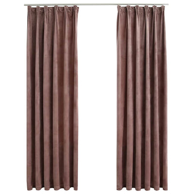 Vidaxl rideaux Blackout 2 Sts avec crochets 140x225 cm en velours rose