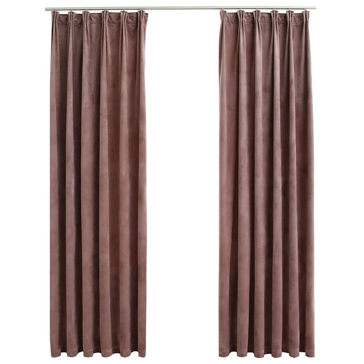 Vidaxl rideaux Blackout 2 Sts avec crochets 140x225 cm en velours rose