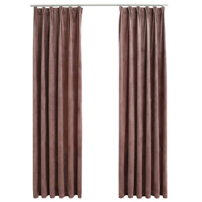 Vidaxl rideaux Blackout 2 Sts avec crochets 140x245 cm en velours rose