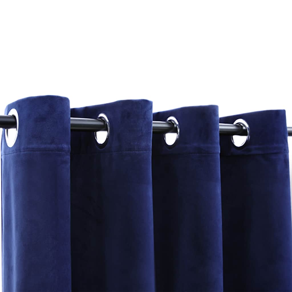 Rideau vidaxl accablant avec des anneaux 2 st 140x175 cm en velours bleu