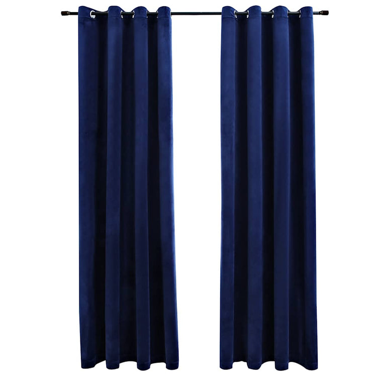 Vidaxl rideau noir avec anneaux 2 st 140x245 cm en velours bleu