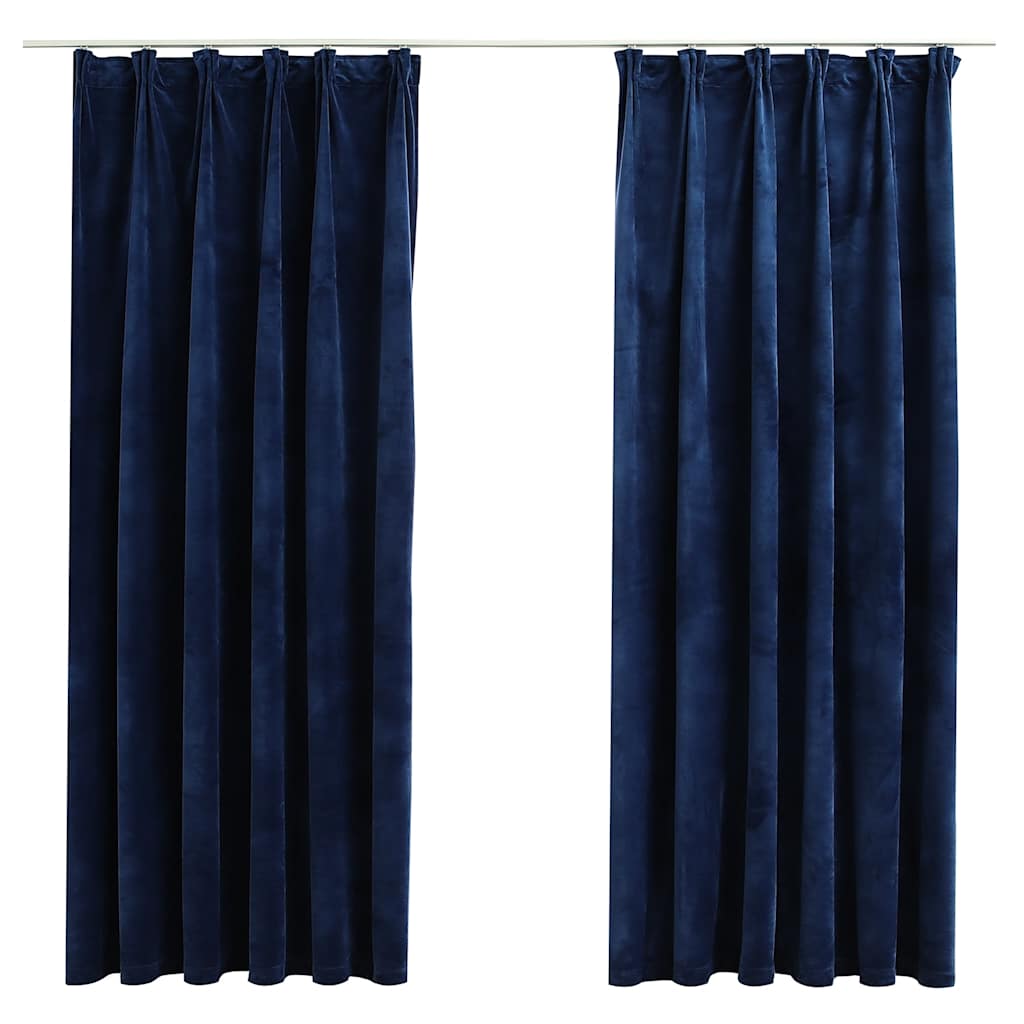 Vidaxl rideaux occluls 2 m avec crochets 140x175 cm en velours bleu