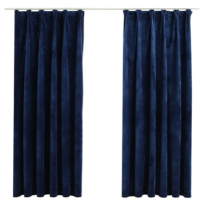 Vidaxl rideaux occluls 2 m avec crochets 140x175 cm en velours bleu