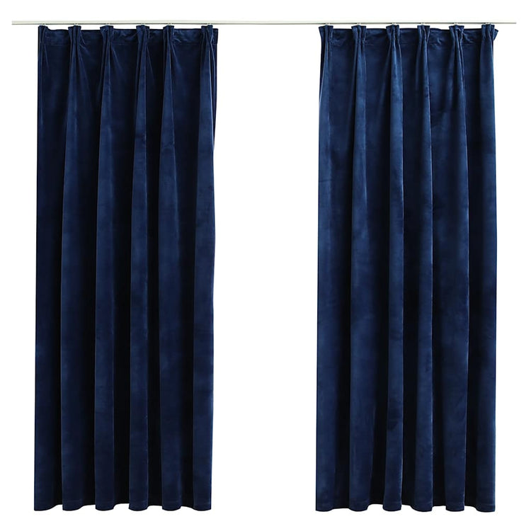 Vidaxl rideaux occluls 2 m avec crochets 140x175 cm en velours bleu
