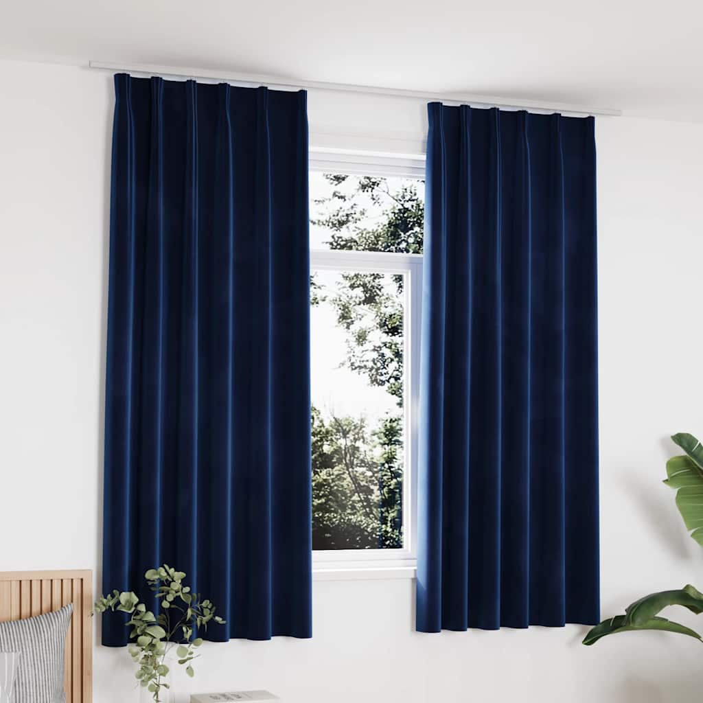 Vidaxl rideaux occluls 2 m avec crochets 140x175 cm en velours bleu