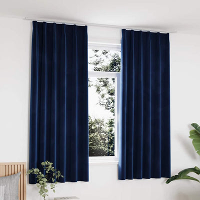 Vidaxl rideaux occluls 2 m avec crochets 140x175 cm en velours bleu