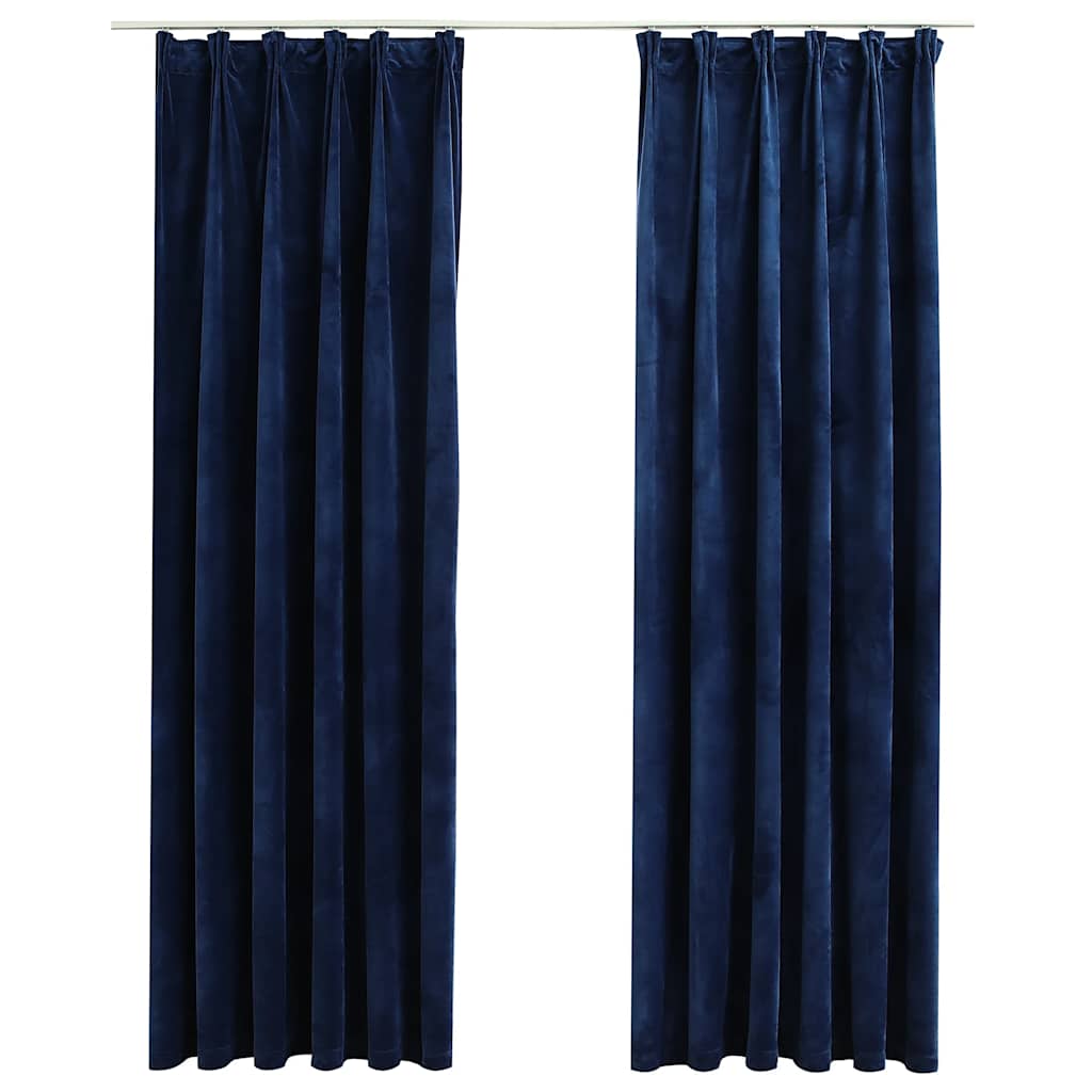 Vidaxl rideaux Blackout 2 Sts avec crochets 140x225 cm en velours bleu