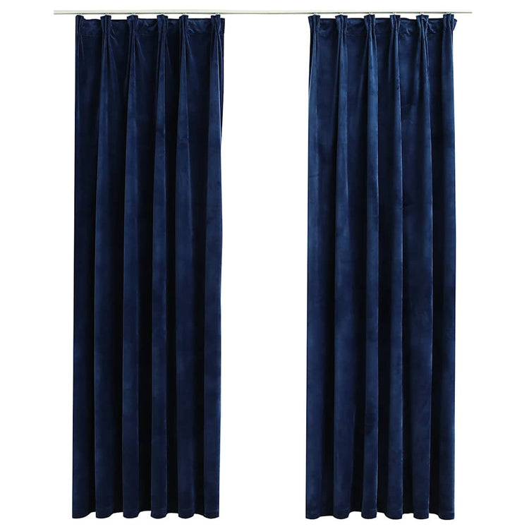 Vidaxl rideaux Blackout 2 Sts avec crochets 140x225 cm en velours bleu