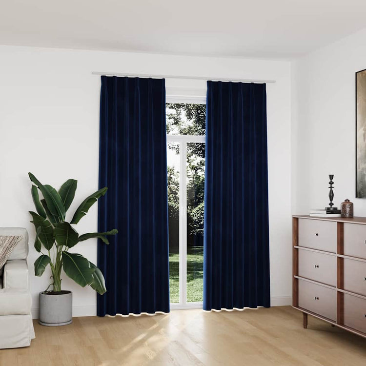 Vidaxl rideaux Blackout 2 Sts avec crochets 140x225 cm en velours bleu