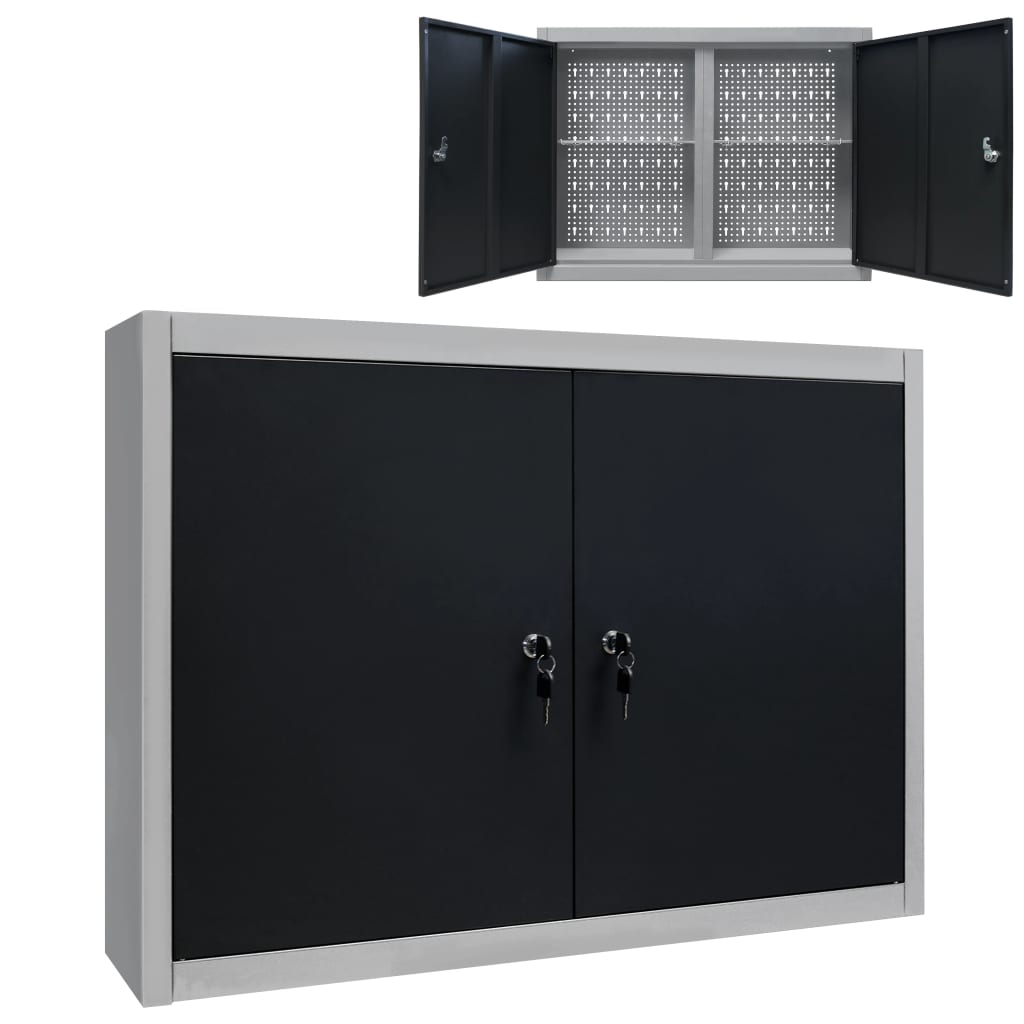 Armoire à outils murale Vidaxx en métal gris et noir