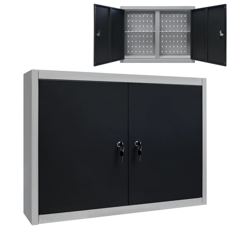 Armoire à outils murale Vidaxx en métal gris et noir