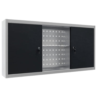 Armoire à outils Vidaxl pour le mur en métal gris et noir