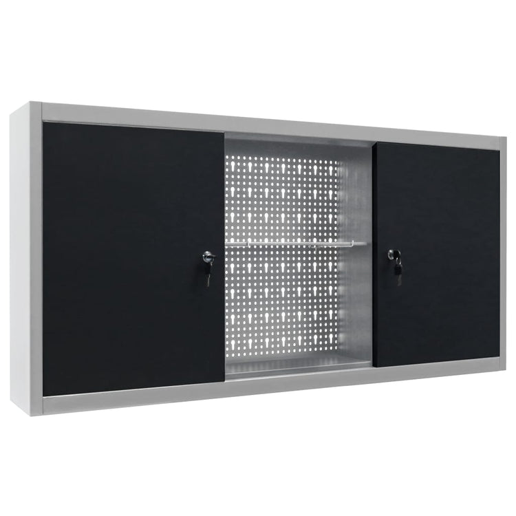 Armoire à outils Vidaxl pour le mur en métal gris et noir