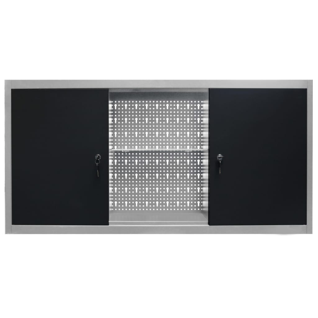 Armoire à outils Vidaxl pour le mur en métal gris et noir