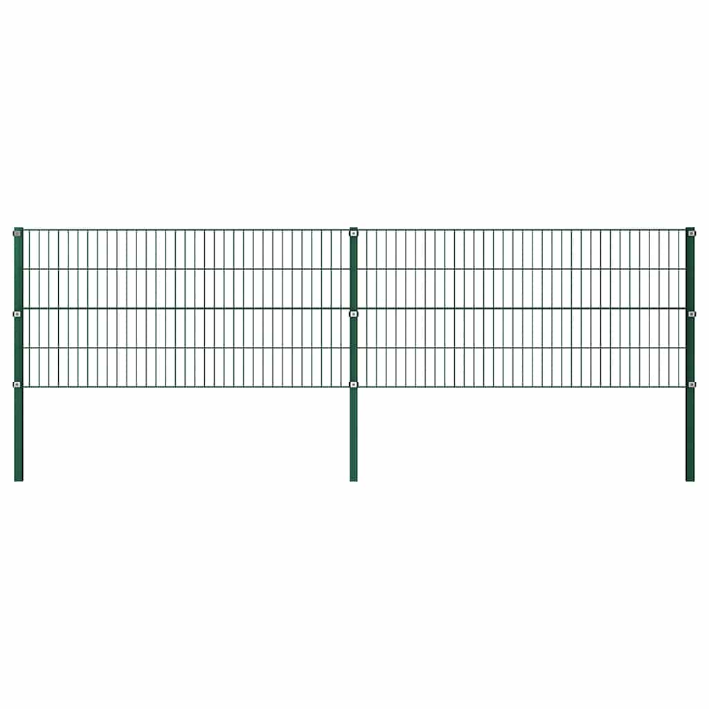 Vidaxxl panneau de clôture avec poteaux en fer 349x80 cm vert