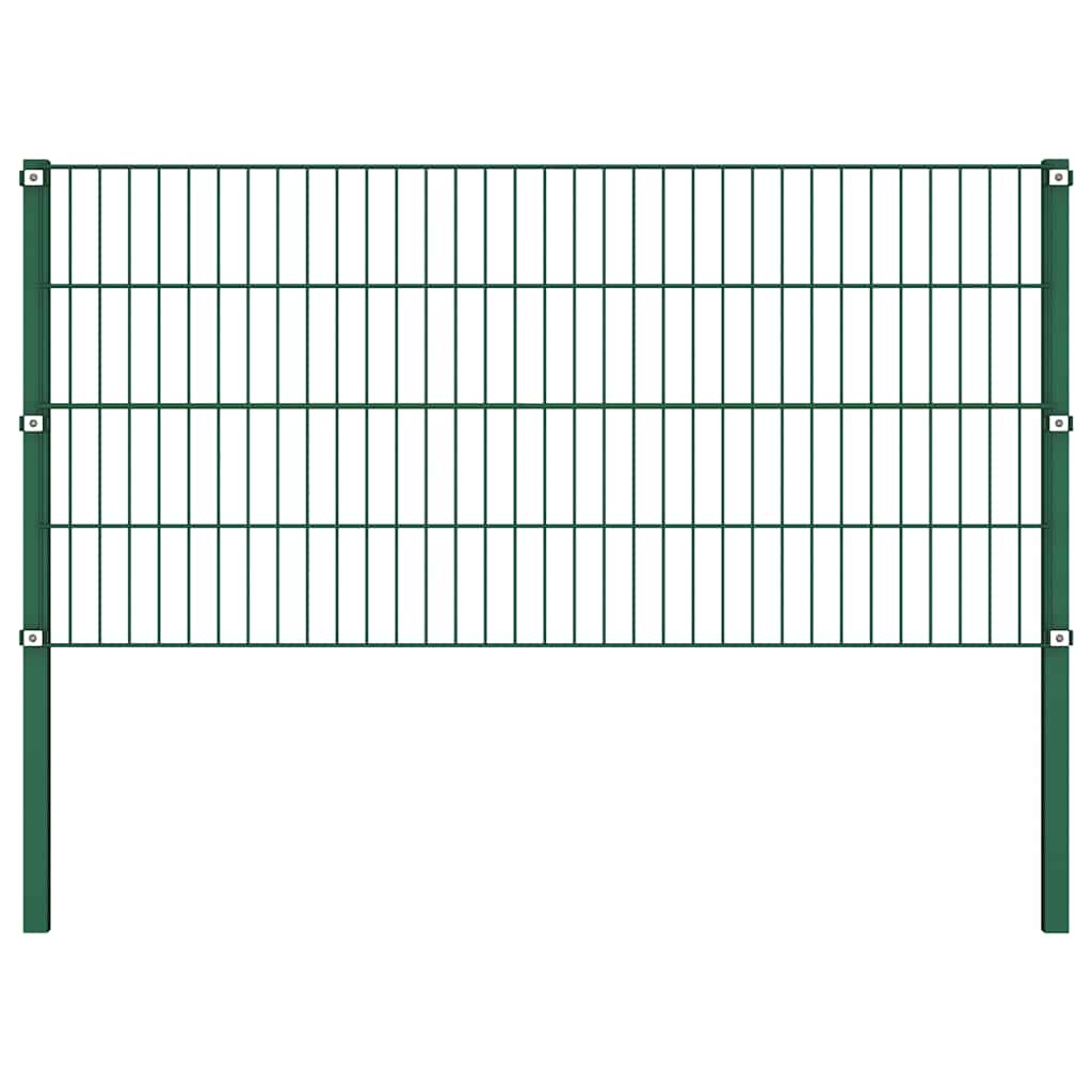 Vidaxxl panneau de clôture avec poteaux en fer 349x80 cm vert
