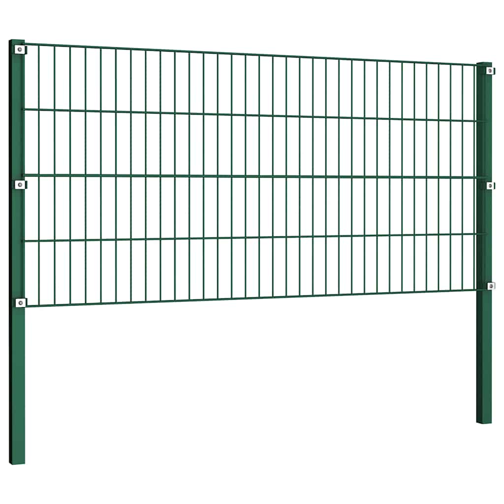 Vidaxxl panneau de clôture avec poteaux en fer 349x80 cm vert