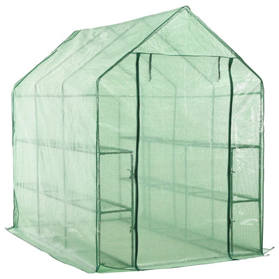 Vidaxl Walk -in Greenhouse avec 12 étagères 143x214x196 cm en acier
