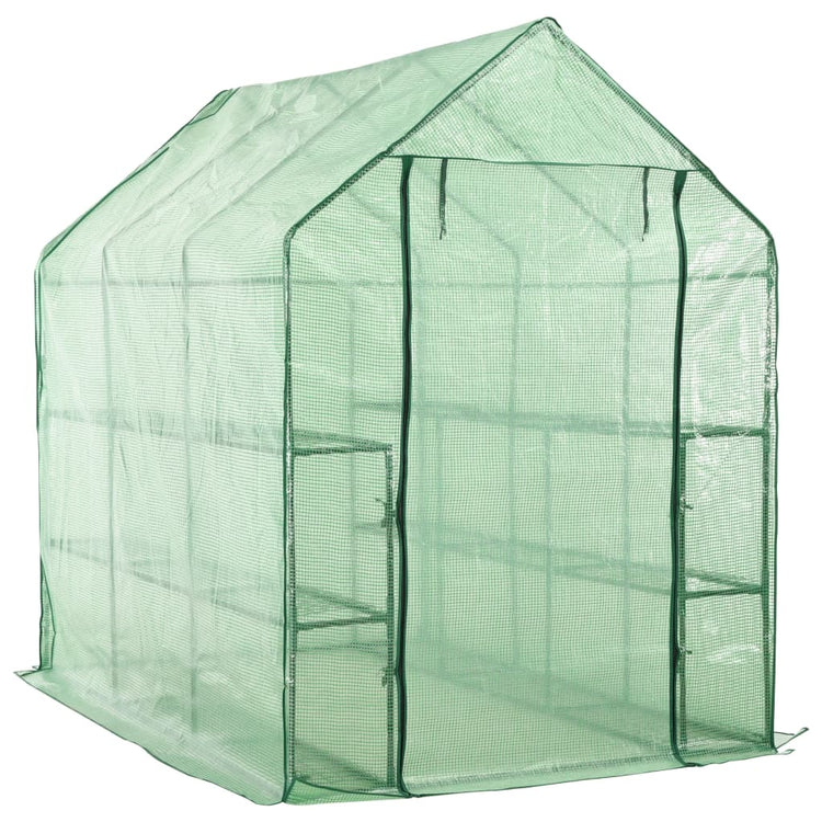 Vidaxl Walk -in Greenhouse avec 12 étagères 143x214x196 cm en acier
