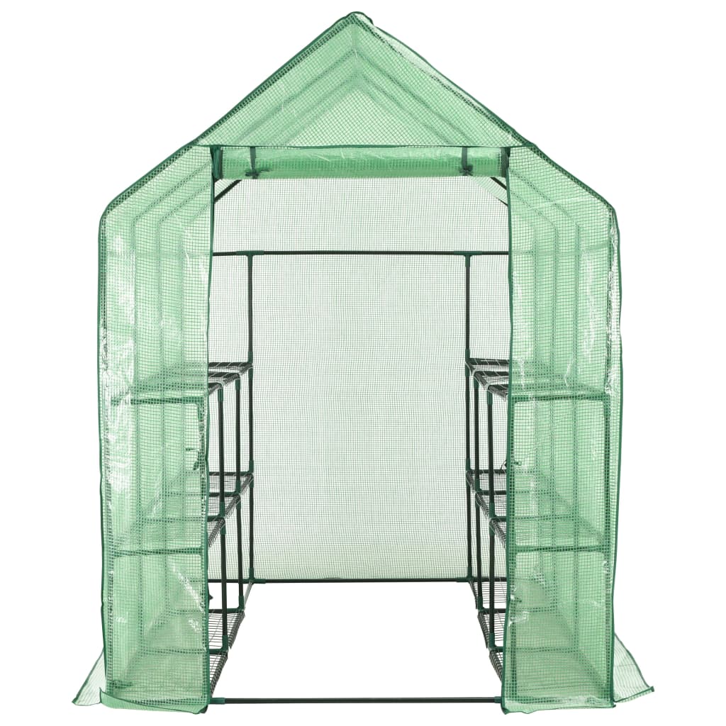 Vidaxl Walk -in Greenhouse avec 12 étagères 143x214x196 cm en acier
