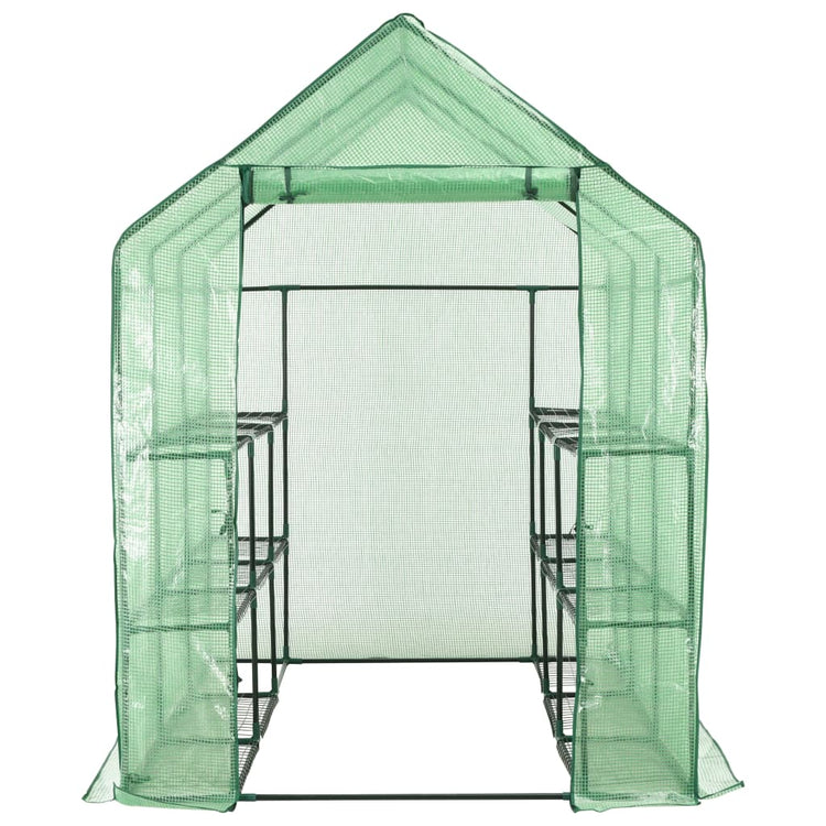 Vidaxl Walk -in Greenhouse avec 12 étagères 143x214x196 cm en acier
