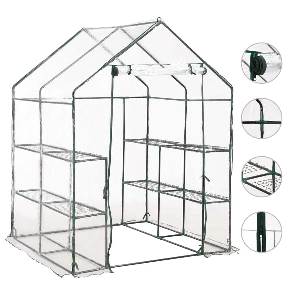 Vidaxl tuinkas avec 8 étagères 143x143x195 cm