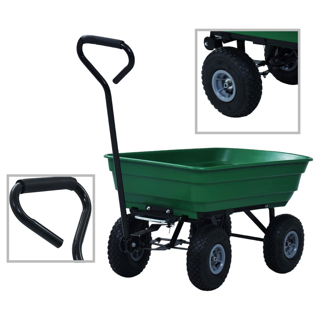 Benne de jardin VidaXL 300 kg 75l vert