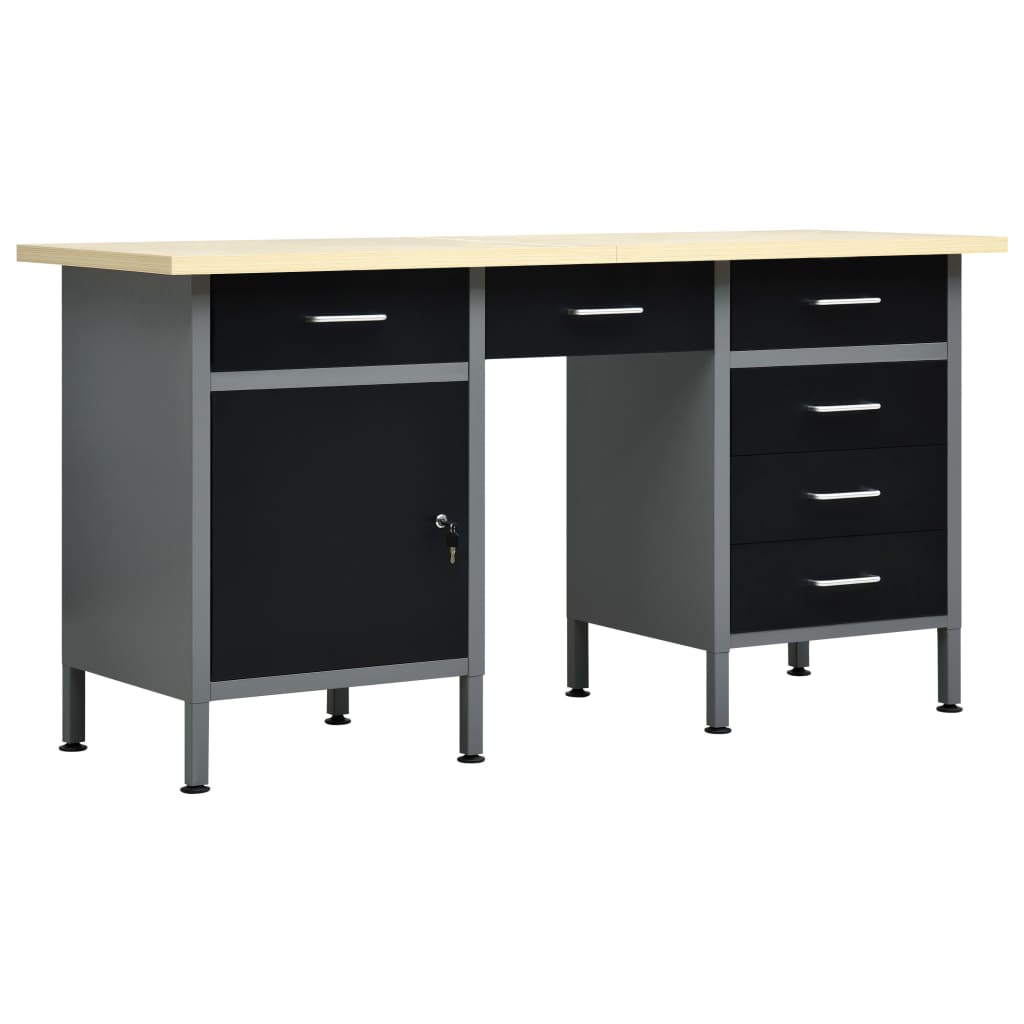 Vidaxl Workbench 160x60x85 cm en acier noir