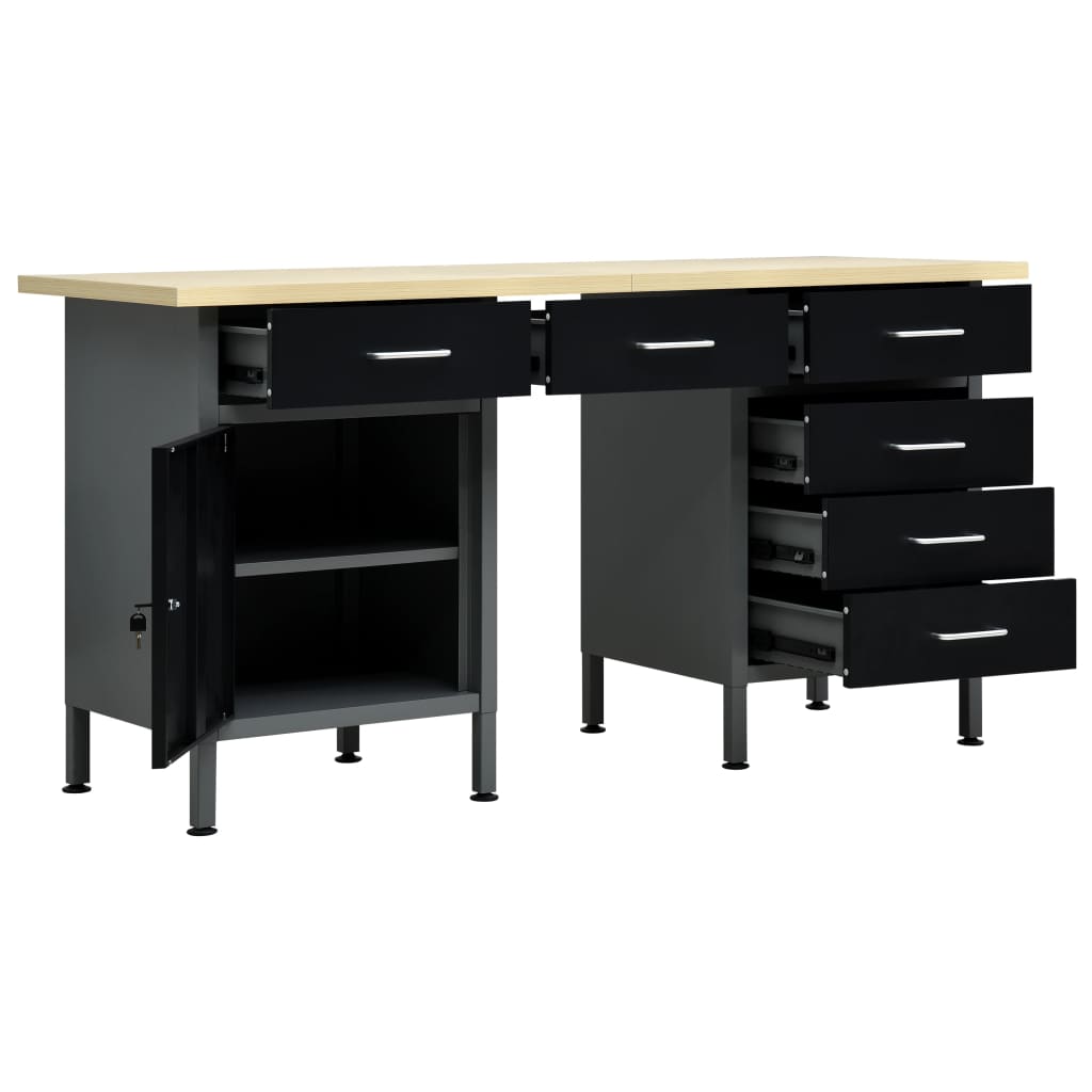 Vidaxl Workbench 160x60x85 cm en acier noir