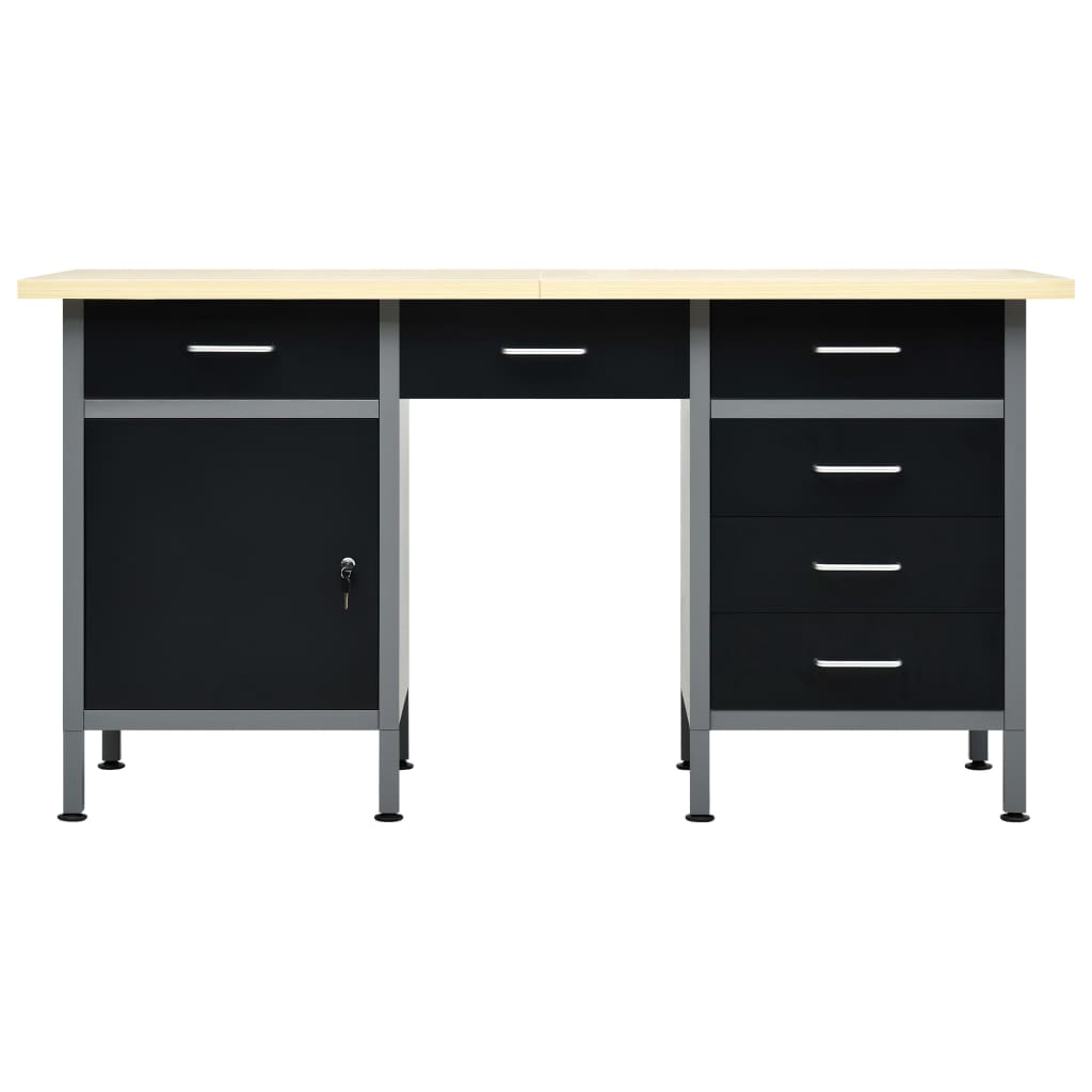 Vidaxl Workbench 160x60x85 cm en acier noir