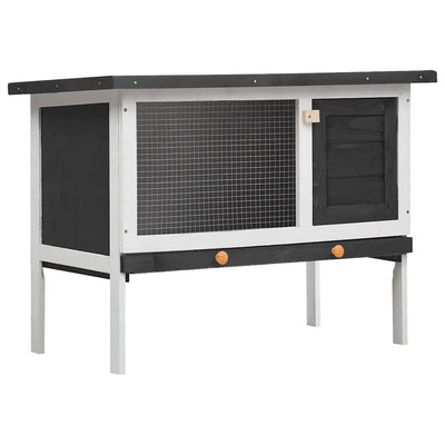 Vidaxl lapin Hutch pour l'extérieur avec 1 étage de gris en bois