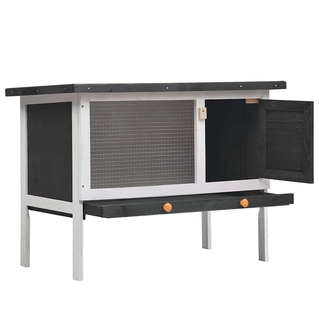 Vidaxl lapin Hutch pour l'extérieur avec 1 étage de gris en bois