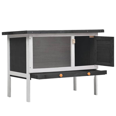 Vidaxl lapin Hutch pour l'extérieur avec 1 étage de gris en bois