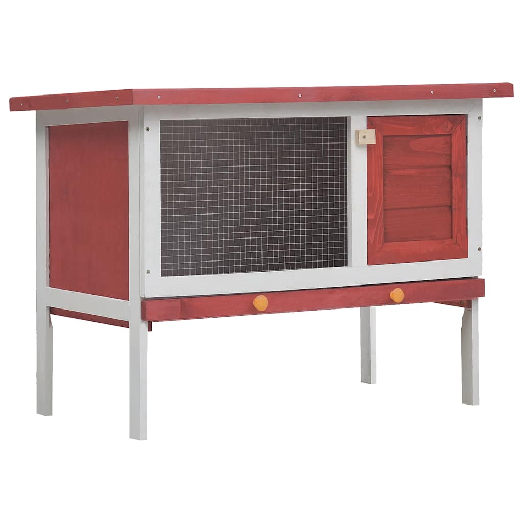 Vidaxl lapin Hutch pour l'extérieur avec 1 étage de bois rouge