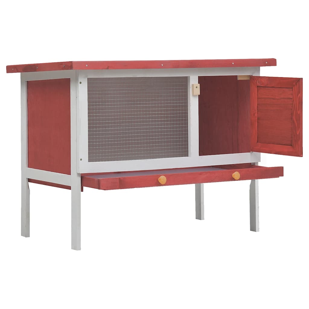 Vidaxl lapin Hutch pour l'extérieur avec 1 étage de bois rouge
