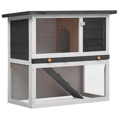 Vidaxl Rabbit Hutch pour l'extérieur avec 1 porte en bois gris