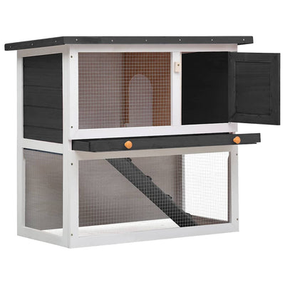 Vidaxl Rabbit Hutch pour l'extérieur avec 1 porte en bois gris