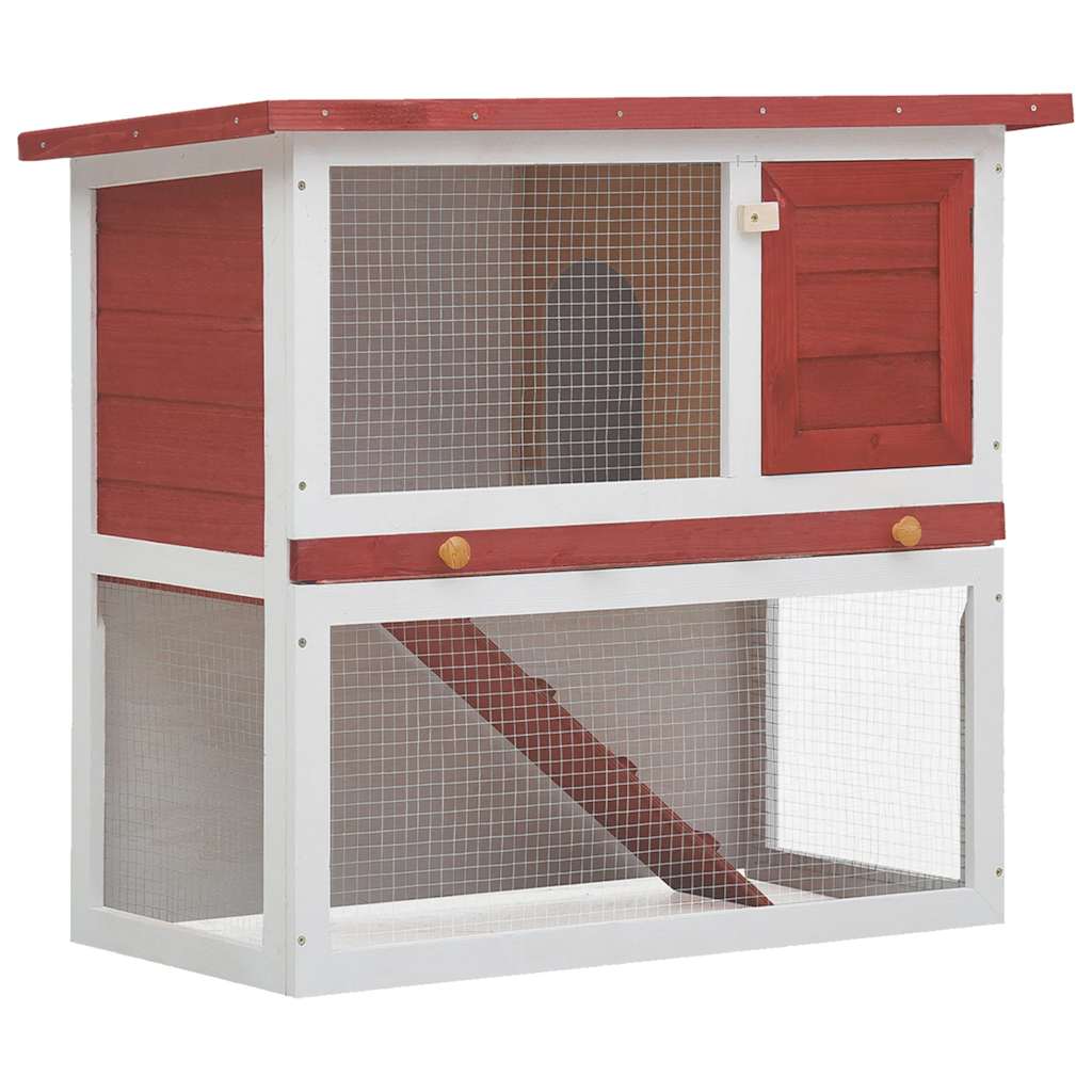 Vidaxl lapin Hutch pour l'extérieur avec 1 porte en bois rouge