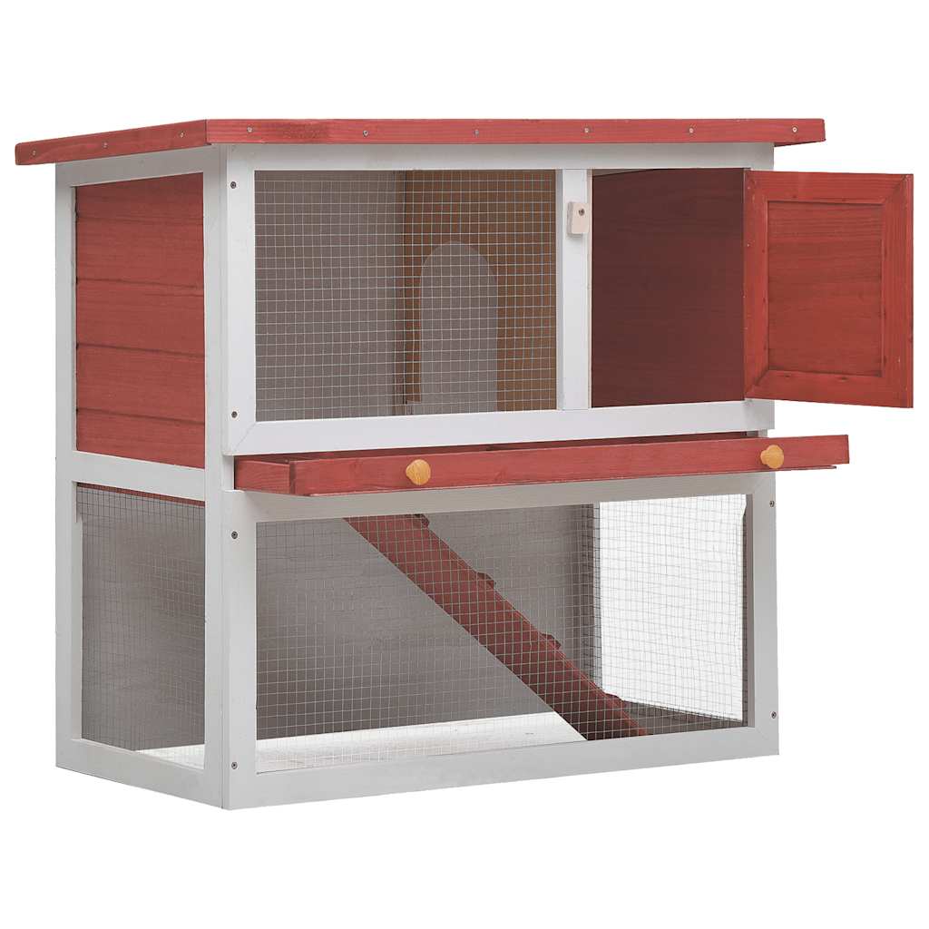 Vidaxl lapin Hutch pour l'extérieur avec 1 porte en bois rouge