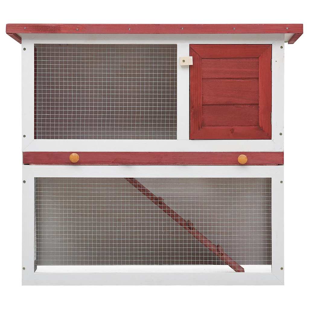 Vidaxl lapin Hutch pour l'extérieur avec 1 porte en bois rouge