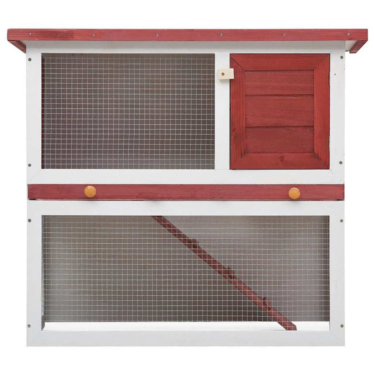 Vidaxl lapin Hutch pour l'extérieur avec 1 porte en bois rouge