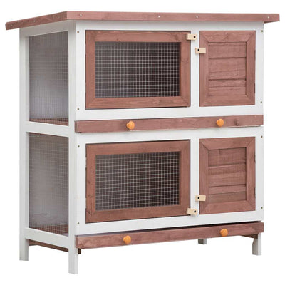 Vidaxl Rabbit Hutch pour l'extérieur avec 4 portes en bois marron en bois