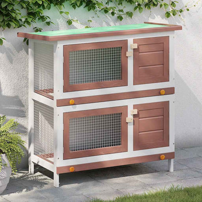 Vidaxl Rabbit Hutch pour l'extérieur avec 4 portes en bois rouge