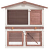Vidaxl Rabbit Hutch pour l'extérieur avec 3 portes en bois brun en bois